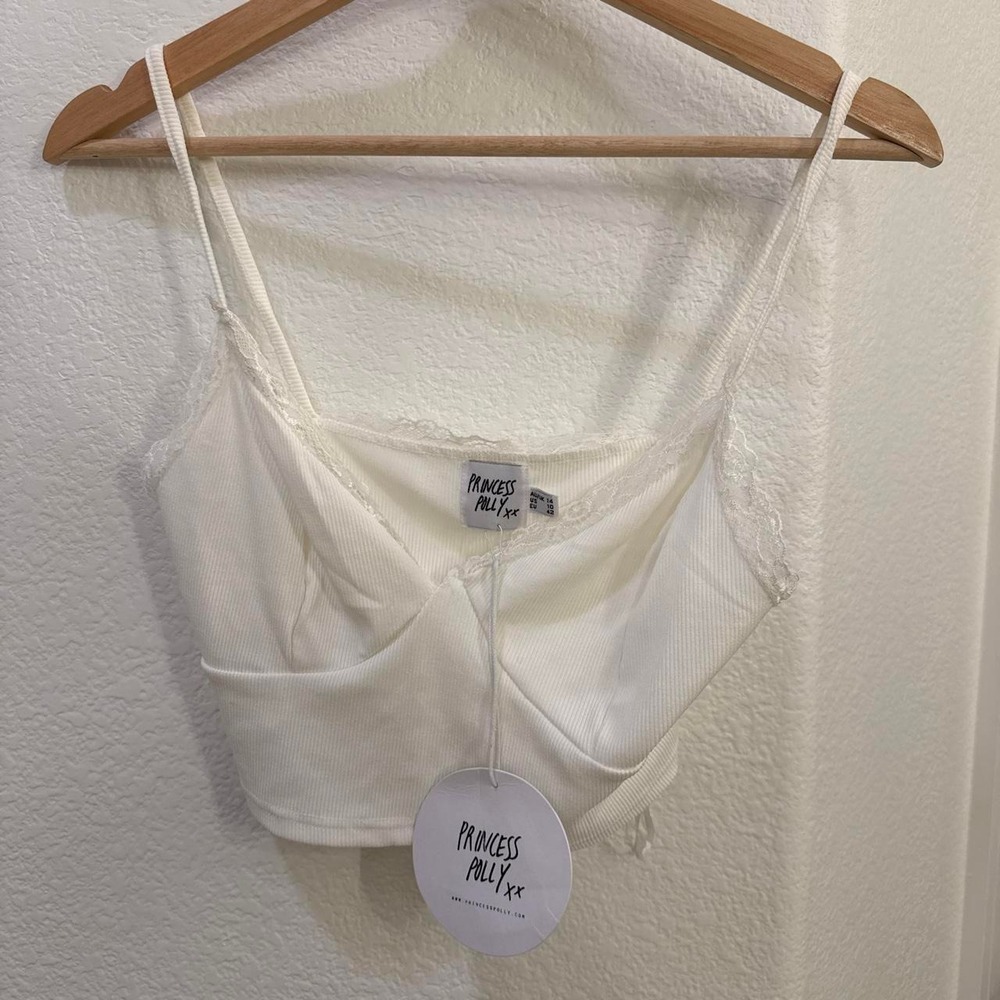 NWT Princess Polly Babydoll White Lace Cami Top Size 10